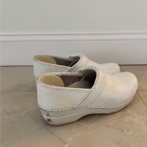 Dansko White Leather Clogs